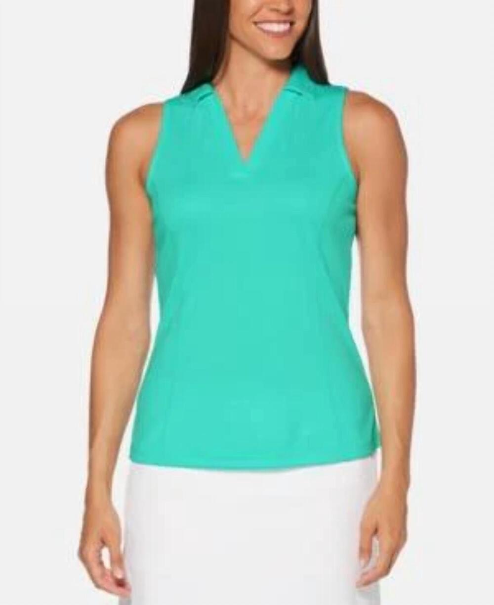 NEW PGA TOUR women's sleeveless mesh golf polo in peacock green